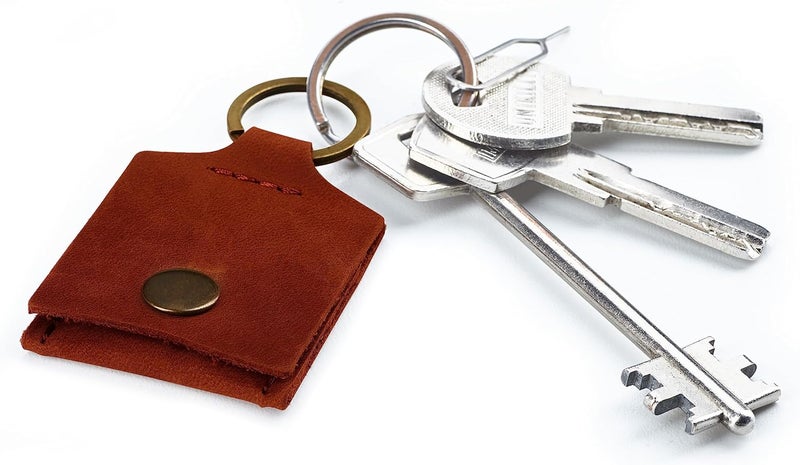 MAKYN Store Leather Keychain Ring Holder, Wedding Ring Travel Case, Engagement Ring Holder, Ring Pouch Bag, Workout and Gym Ring Holder, Small Soft Leather Ring Bearer (Cognac) - Image 4